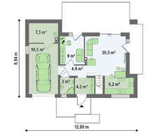 Оригинальный проект дома с большой лоджией на втором этаже