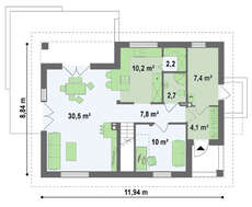 Экономный проект коттеджа с мансардой