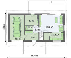 Проект загородного дома с высокой мансардой