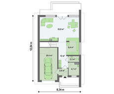 Проект комфортабельного дома с мансардой и встроенным гаражом