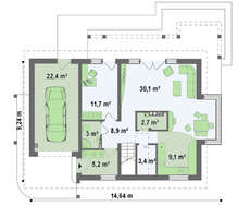 Проект мансардного дома со стеклянным эркером