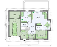 Дом с мансардой с одинарным гаражом