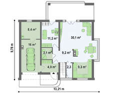 Проект комфортного дома с одинарным гаражом