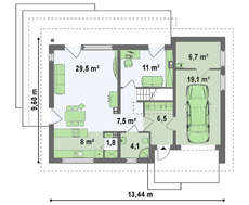 Мансардный дом с гаражом в традиционном стиле