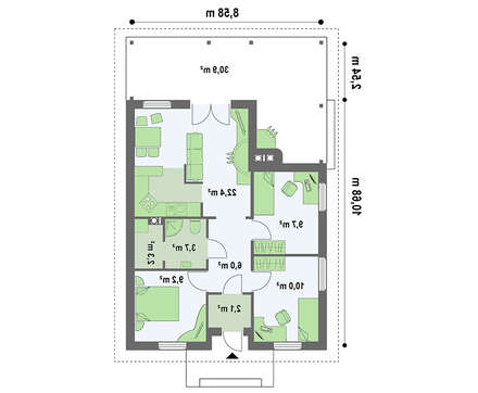 Интересный проект дачного дома с крытой террасой