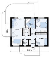 Проект современного одноэтажного коттеджа для пригородной зоны