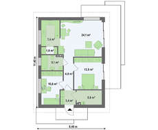 Проект небольшого одноэтажного дома с входом сбоку