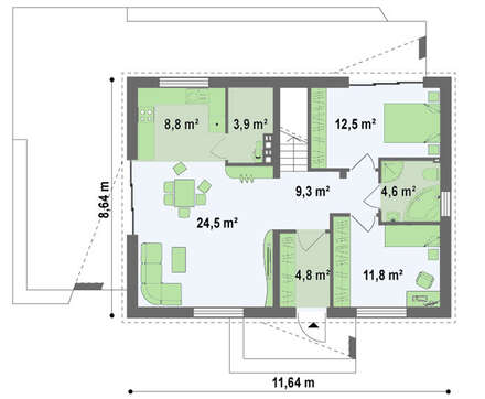 Проект дома в классическом стиле с современной планировкой