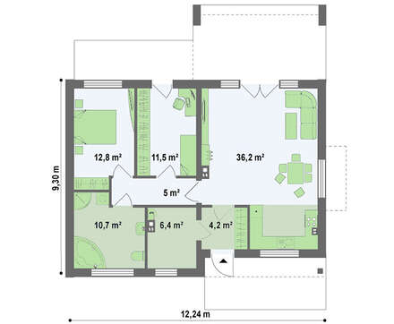 Проект одноэтажного дома хай-тек с необычной террасой