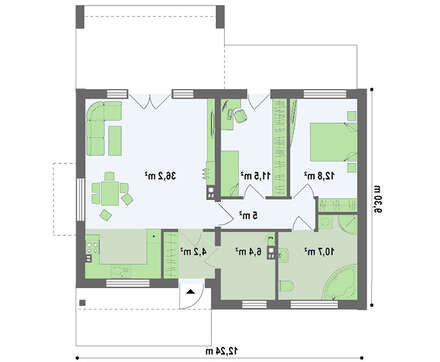 Проект одноэтажного дома хай-тек с необычной террасой