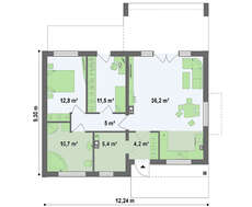 Проект одноэтажного дома хай-тек с необычной террасой