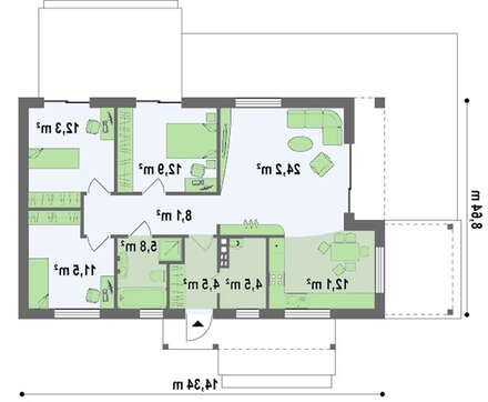 Проект малогабаритного современного одноэтажного дома