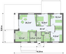 Проект малогабаритного современного одноэтажного дома
