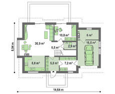 Проект современного дома с 5-ю спальнями и встроенным гаражом