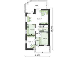Проект небольшого дома с мансардой для узкого участка