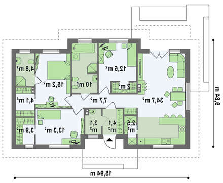 Проект классического небольшого одноэтажного дома