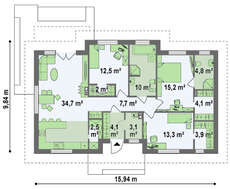 Проект классического небольшого одноэтажного дома