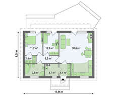 Проект одноэтажного недорогого функционального дома