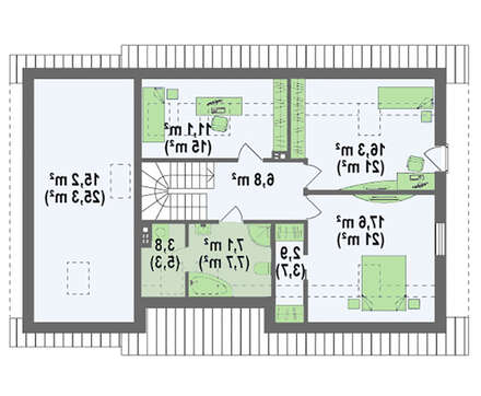 Проект дома с двускатной кровлей и удобным гаражом