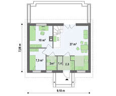 Проект классического симпатичного дома с двускатной крышей