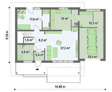 Проект дома с просторной террасой на втором этаже