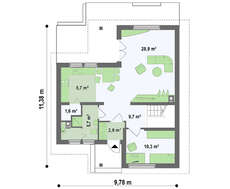 Проект романтичного маленького дома с мансардой для небольшого участка
