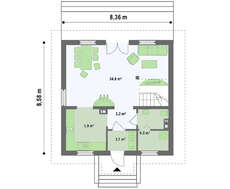 Проект аккуратного классического дома с двускатной крышей