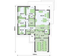 Просторный одноэтажный коттедж на одну семью