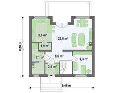 Симпатичный проект коттеджа с 3-я спальнями на мансардном этаже
