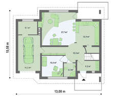 Проект дома с жилой мансардой и гостевой спальней на первом этаже