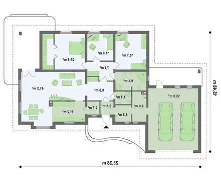 Проект светлого дома с гаражом для двух машин