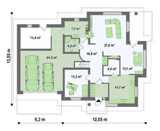 Проект красивого дома с двумя гостиными