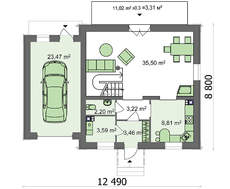 Обаятельный проект экологичного загородного дома с гаражом