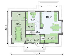 Проект симпатичного коттеджа с гаражом