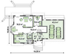 Проект аккуратного дома с гаражом и эркером
