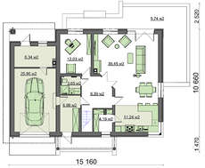 Проект дома с мансардой и пристроенным гаражом