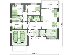 Проект дома с фронтальным гаражом для 2-х машин