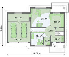Проект классического дома с мансардой и сдвоенным гаражом