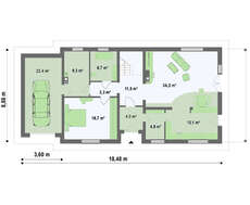 Проект просторного классического дома с мансардой и 2 спальнями