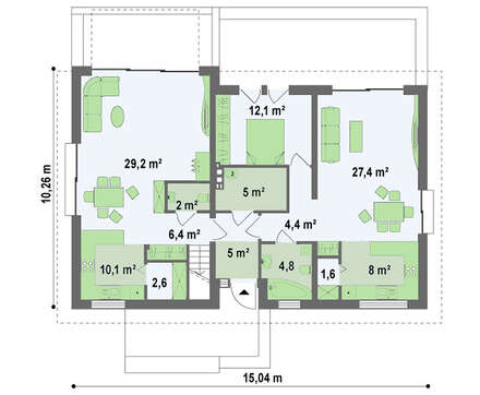 Проект просторного коттеджа на две семьи