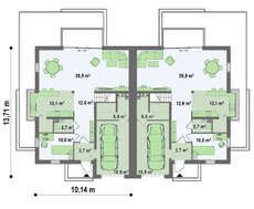 Проект стильного дома хай-тек на две семьи