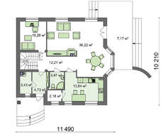Проект дома с мансардой и эркером в традиционном стиле