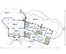 Проект стильного мини отеля со столовой и террасами