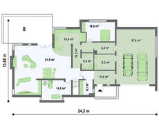 Двухэтажный дом с плоской кровлей и гаражом на 2 машины