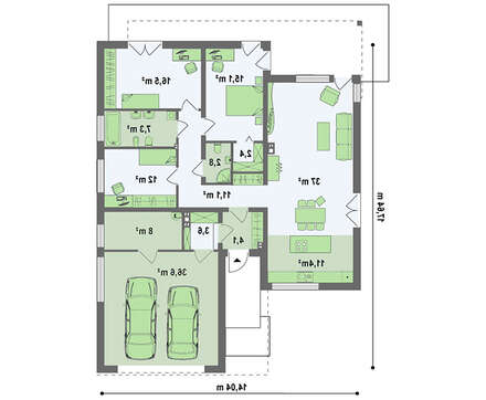 Просторный дом в стиле хай-тек с 2-я спальнями