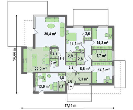Одноэтажный особнячок в стиле хай-тек