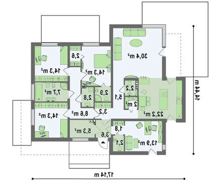 Одноэтажный особнячок в стиле хай-тек
