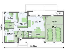 Модерновый одноэтажный дом в стиле хай-тек
