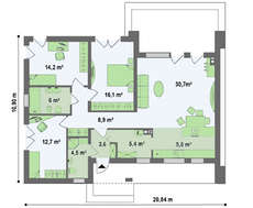 Стильный проект современного одноэтажного дома хай-тек с плоской крышей