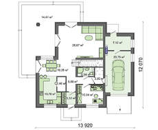 Проект коттеджа с мансардой и большим балконом в традиционном стиле